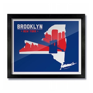 Brooklyn, New York Skyline Poster Print: Wall Art Choose a Size - Dodgers Blue