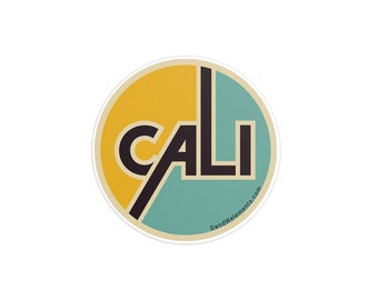 Retro California 3in Circle Sticker: Laptop, Water bottle, Bumper Sticker Travel Sticker Decal