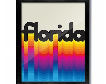 Florida Rainbow Retro Vintage Poster Art Print