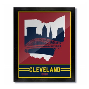 Cleveland Ohio Skyline Print, Cleveland Wall Art, Cleveland Ohio Travel Poster - Cavs