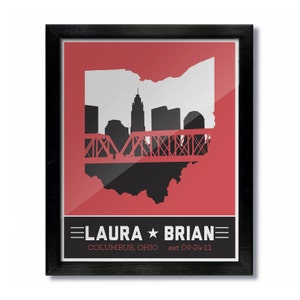 Custom Columbus, Ohio Skyline Poster Print: Wedding, Anniversary, Bridal Shower, Couples Gift, Housewarming Gift - Other Cities Available