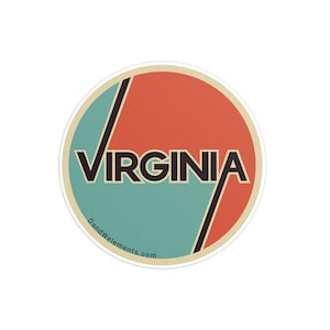 Retro Virginia 3in Circle Sticker: Laptop, Water bottle, Bumper Sticker Travel Sticker Decal