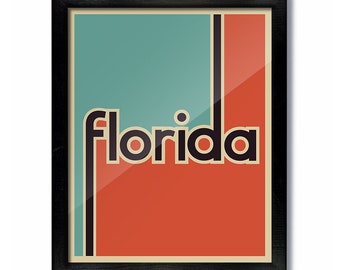 Florida Retro Vintage Poster Print, Wall Art, Travel Poster