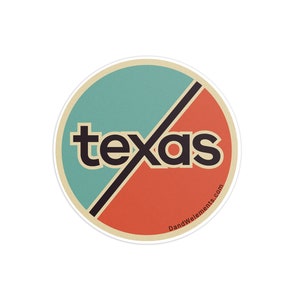 Retro Texas 3in Circle Sticker: Laptop, Water bottle, Bumper Sticker Travel Sticker Decal