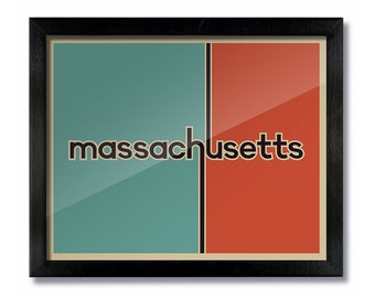 Massachusetts Retro Vintage Poster Print, Wall Art, Travel Poster