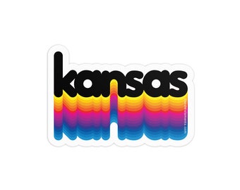 Rainbow Kansas 3in Sticker: Laptop, Water bottle, Bumper Sticker Travel Sticker Decal