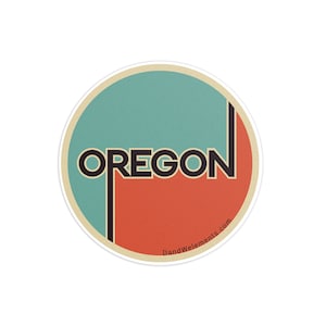 Retro Oregon 3in Circle Sticker: Laptop, Water bottle, Bumper Sticker Travel Sticker Decal