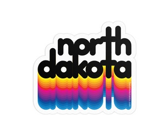 Rainbow North Dakota 3in Sticker: Laptop, Water bottle, Bumper Sticker Travel Sticker Decal