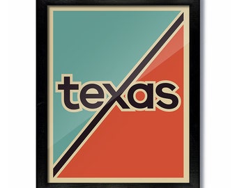 Texas Retro Vintage Poster Print, Wall Art, Travel Poster