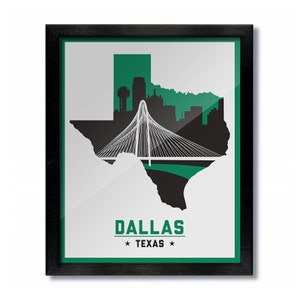 Dallas, Texas Skyline Poster Print: Wall Art Choose a Size - Stars White