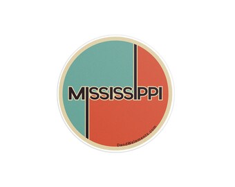 Retro Mississippi 3in Circle Sticker: Laptop, Water bottle, Bumper Sticker Travel Sticker Decal