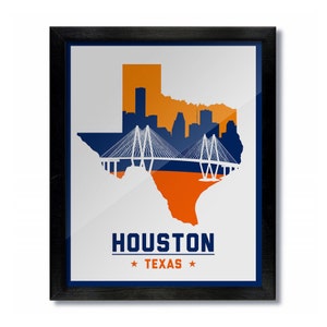 Houston, Texas Skyline Poster Print: Wall Art Choose a Size - Houston Baseball White
