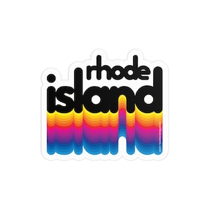 Rainbow Rhode Island 3in Sticker: Laptop, Water bottle, Bumper Sticker Travel Sticker Decal