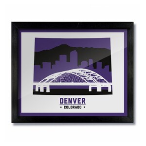 Denver, Colorado Skyline Poster Print: Wall Art Choose a Size -White/Purple/Black
