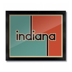 Indiana Retro Vintage Poster Print, Wall Art, Travel Poster
