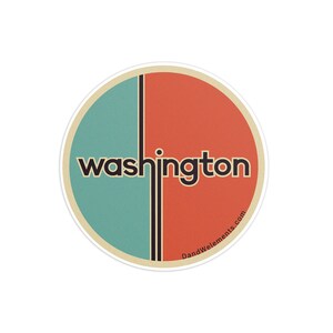 Retro Washington 3in Circle Sticker: Laptop, Water bottle, Bumper Sticker Travel Sticker Decal
