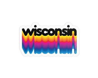 Rainbow Wisconsin 3in Sticker: Laptop, Water bottle, Bumper Sticker Travel Sticker Decal