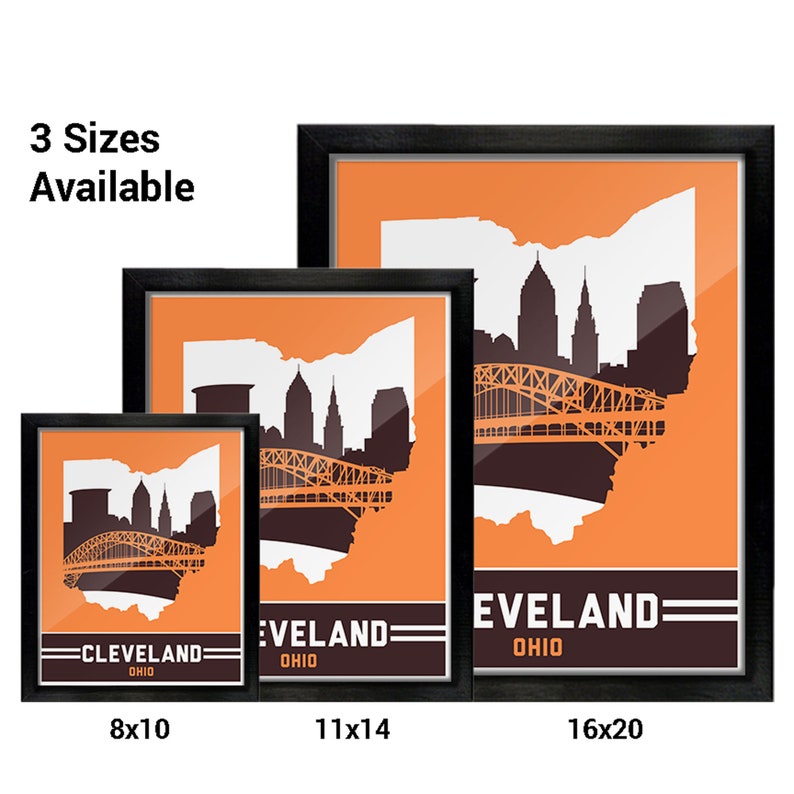 Cleveland Ohio Skyline Poster Print Wall Art Choose a Size Etsy