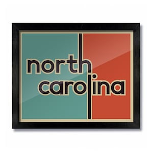 North Carolina Retro Vintage Poster Print, Wall Art, Travel Poster