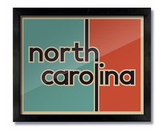 North Carolina Retro Vintage Poster Print, Wall Art, Travel Poster
