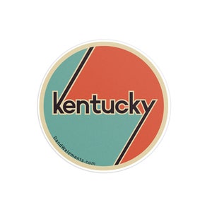 Retro Kentucky 3in Circle Sticker: Laptop, Water bottle, Bumper Sticker Travel Sticker Decal