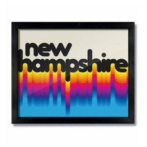 New Hampshire Rainbow Retro Vintage Poster Art Print