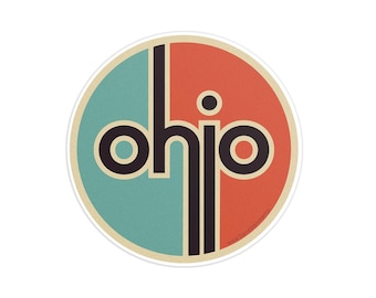 Retro Ohio 3in Circle Sticker, Laptop, Water bottle, Bumper Sticker Travel Sticker Decal