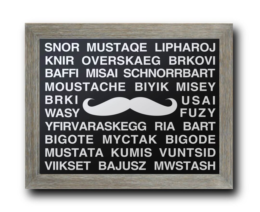 Mustache Languages Movember Multiple Different Language Etsy