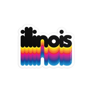 Rainbow Illinois 3in Sticker: Laptop, Water bottle, Bumper Sticker Travel Sticker Decal