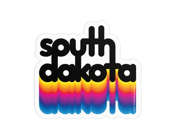Rainbow South Dakota 3in Sticker: Laptop, Water bottle, Bumper Sticker Travel Sticker Decal
