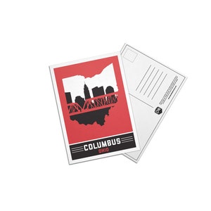 Columbus, Ohio Red Black Skyline 5x7 Postcard