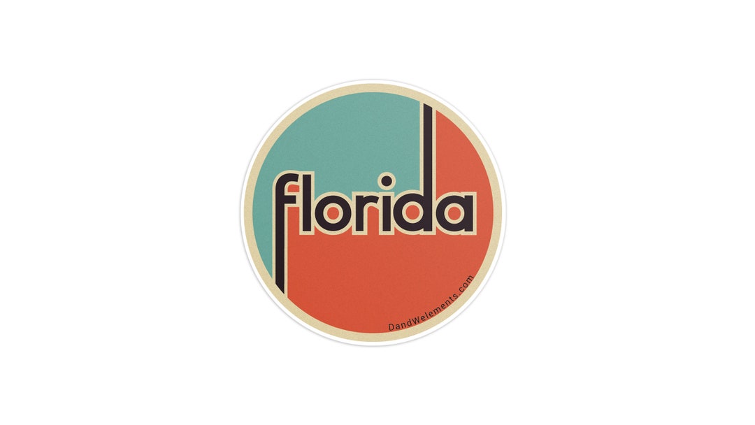 Retro Florida 3in Circle Sticker: Laptop, Water Bottle, Bumper Sticker ...