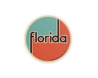 Retro Florida 3in Circle Sticker: Laptop, Water bottle, Bumper Sticker Travel Sticker Decal