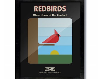 Red Birds Cardinal Ohio Vintage Poster Art Print