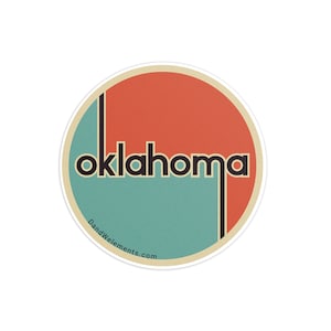 Retro Oklahoma 3in Circle Sticker: Laptop, Water bottle, Bumper Sticker Travel Sticker Decal