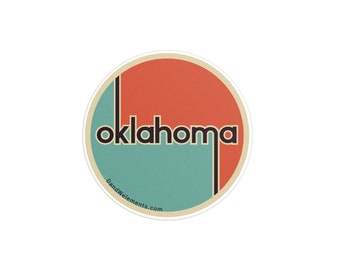 Retro Oklahoma 3in Circle Sticker: Laptop, Water bottle, Bumper Sticker Travel Sticker Decal