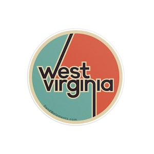 Retro West Virginia 3in Circle Sticker: Laptop, Water bottle, Bumper Sticker Travel Sticker Decal