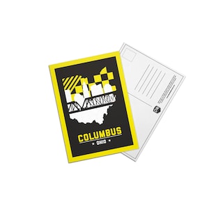 Columbus, Ohio Black and Yellow Skyline 5x7 Postcard