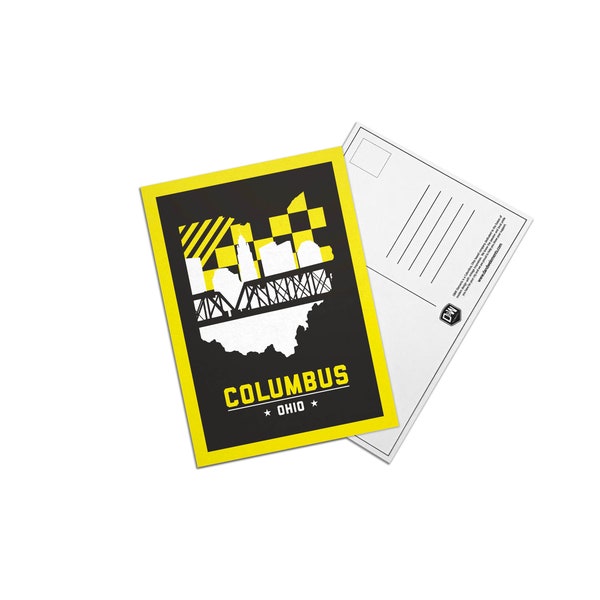 Columbus, Ohio Black and Yellow Skyline 5x7 Postcard