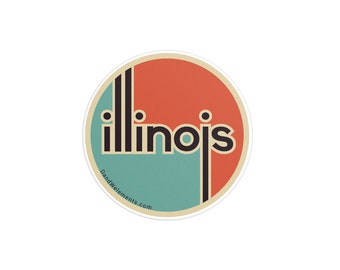 Retro Illinois 3in Circle Sticker: Laptop, Water bottle, Bumper Sticker Travel Sticker Decal