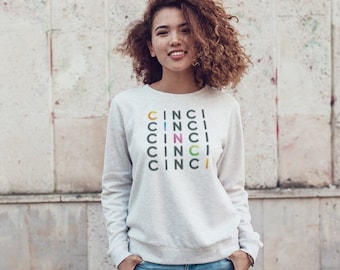 Cincinnati Diagonal Ohio Crew Neck Sweatshirt