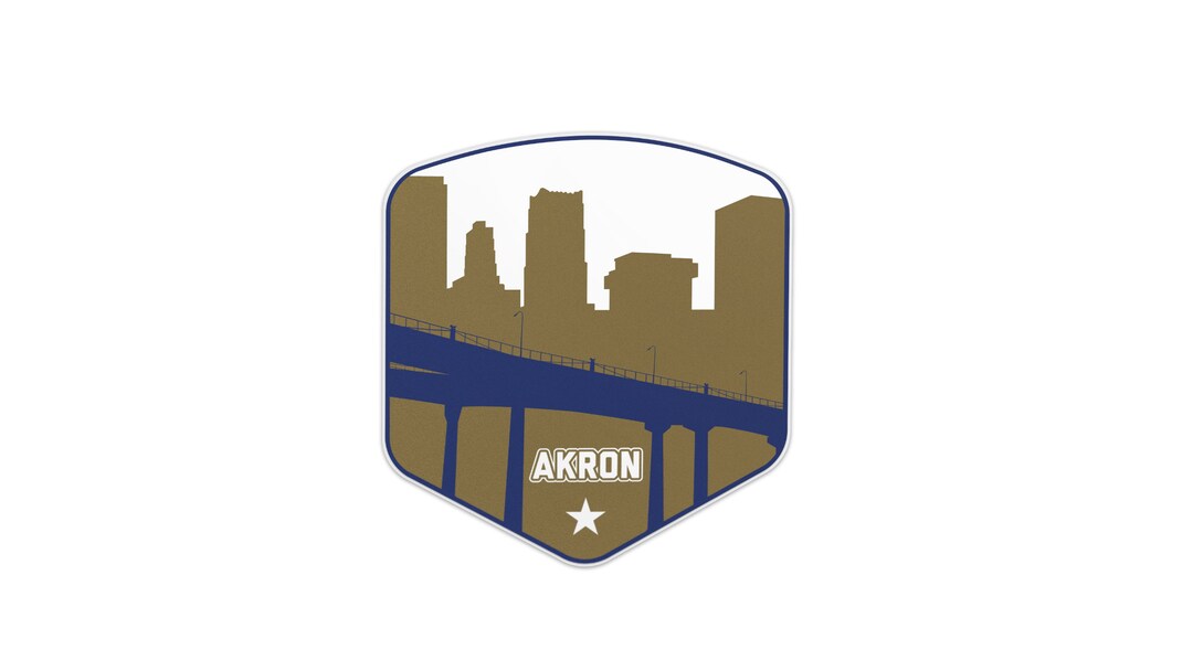 Akron Ohio Skyline Sticker - 3in Decal for Laptop, Water Bottle, Bumper ...
