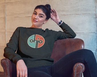 Retro Ohio Vintage Super Soft Crew Neck Sweatshirt Charcoal Heather