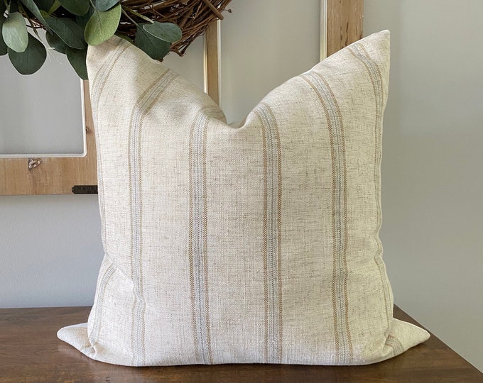 Creamy Beige Stripe Pillow Cover Sandstone Stripe Pillow Etsy