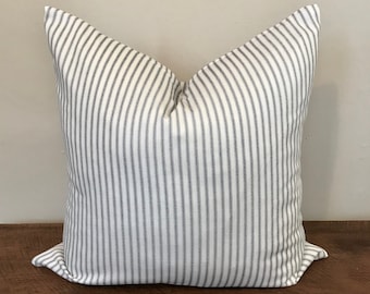 Blue and White Classic Ticking Stripe Pillow Cover • Farmhouse Pillow Cover • Classic Navy • Any Size