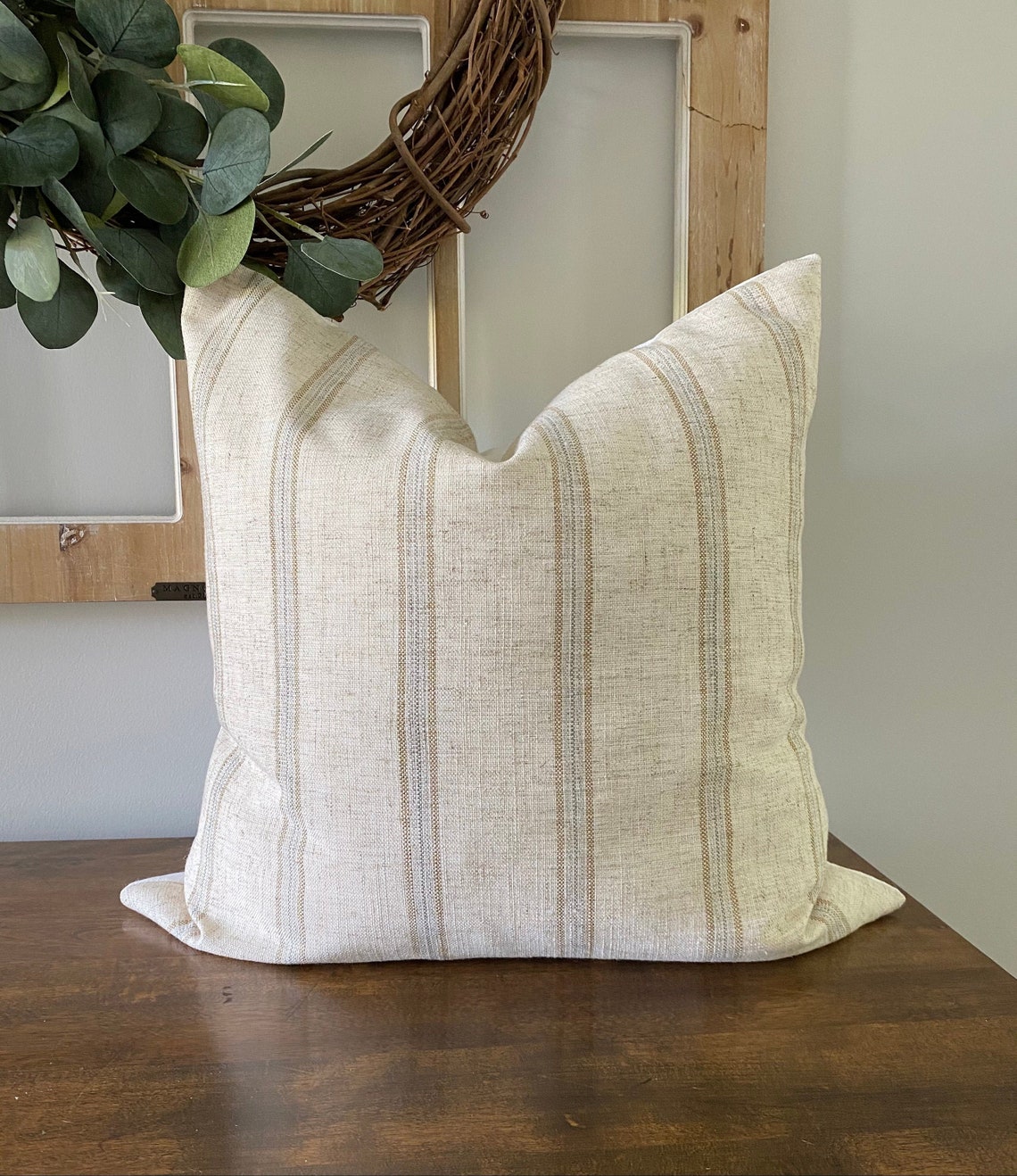 Creamy Beige Stripe Pillow Cover Sandstone Stripe Pillow Etsy