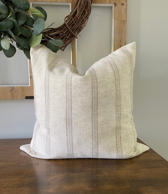 Creamy Beige Stripe Pillow Cover Sandstone Stripe Pillow Etsy