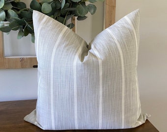 French Gray and White Stripe Pillow Cover • Farmhouse Pillow • Neutral Throw Pillow • Neutral Pillow • Gray Striped Pillow • Any size