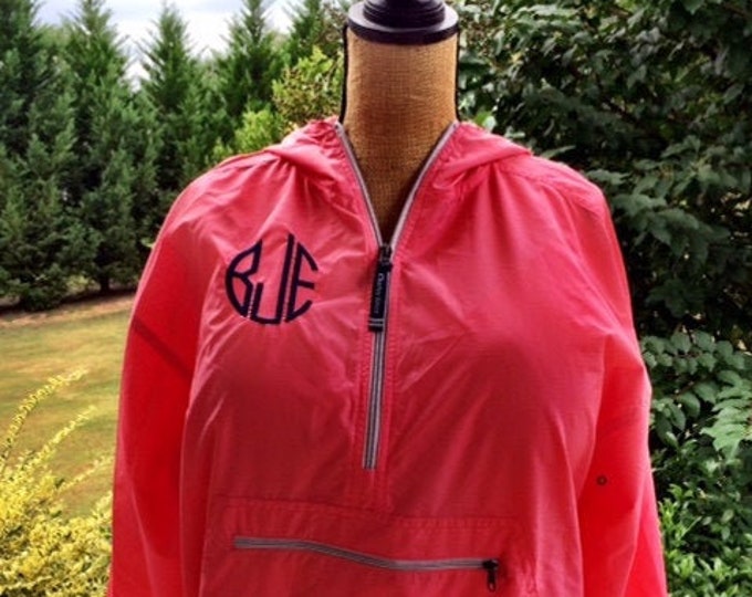 Monogrammed Rain Jacketcoral Rain Jacketcharles Riverrain Etsy