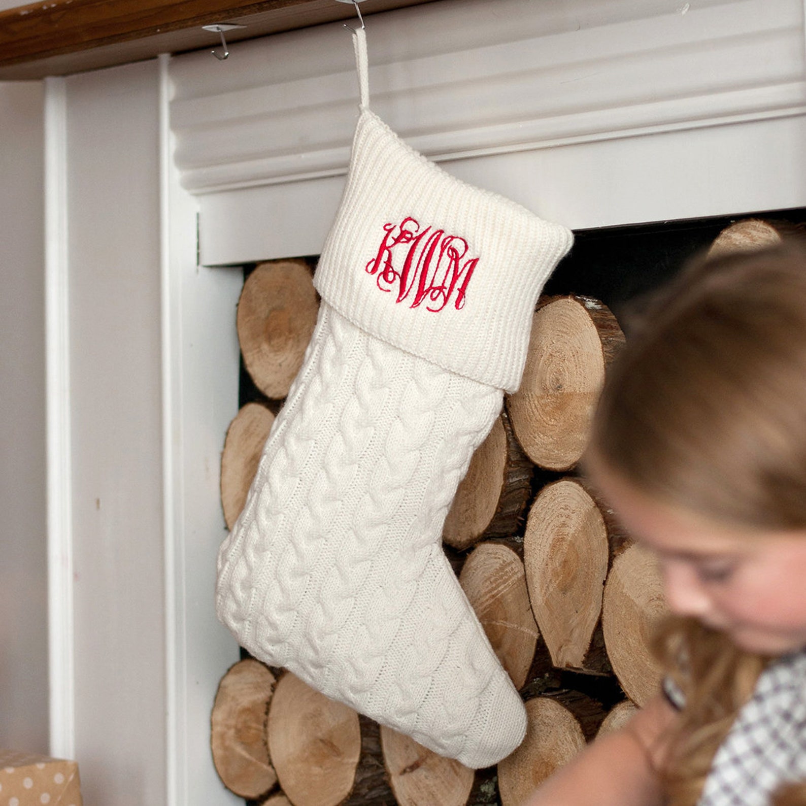 Monogrammed Stockingcable Knit Christmas Stockingcreme Cable Etsy